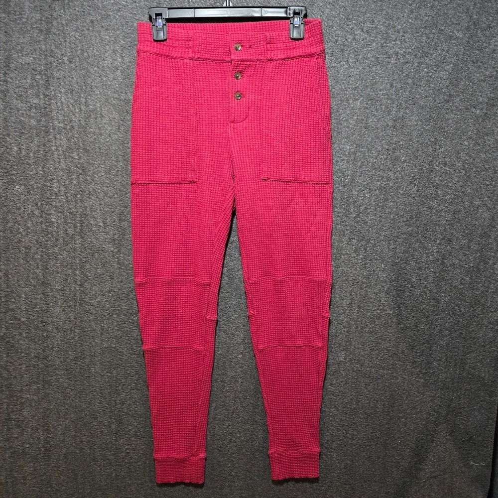 Faherty Women's Waffle Knit Jogger Size XS Yule in Cranberry Red